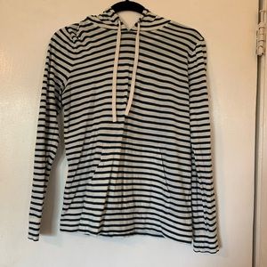 Jcrew turquoise and white striped shirt with hood